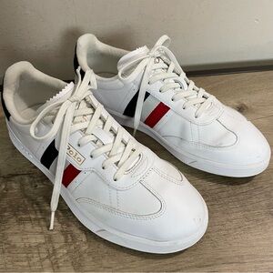 Men's POLO Ralph Lauren HERITAGE AERA Lace Up WHITE Leather DESIGNER SNEAKERS